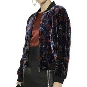 Joie Velvet Bomber Silk Blend Black Purple Floral Goth Drama Artsy Women Sz S